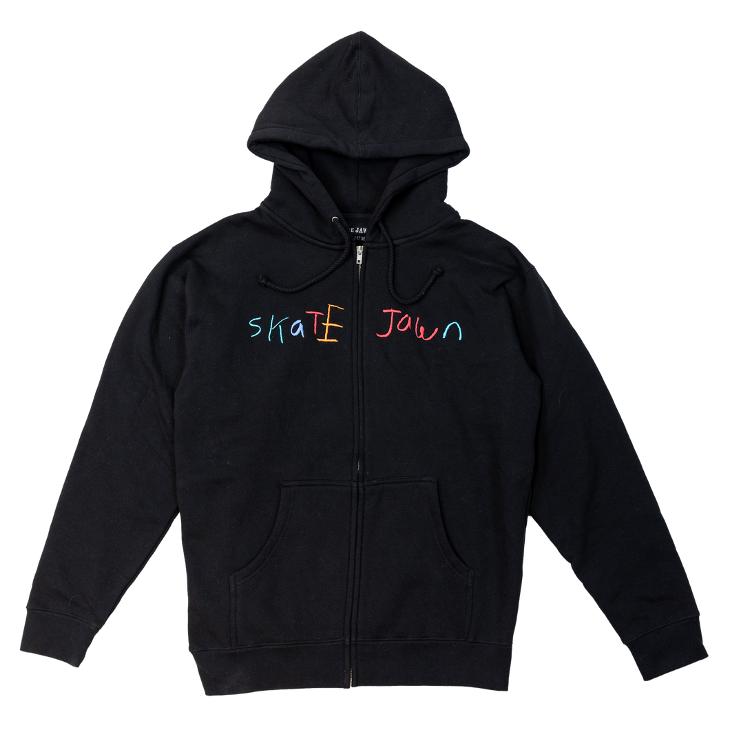 Crayon Embroidered Zip Up - Black